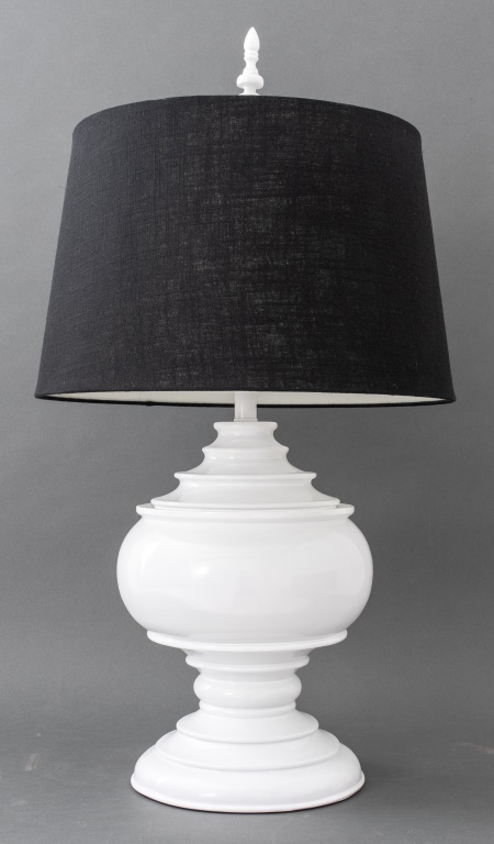 Appraisal: MODERN LARGE WHITE TABLE LAMP WITH BACK SHADE Modern large