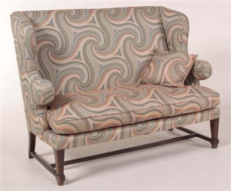 Appraisal: A walnut framed high back two-seater settee with swirl pattern