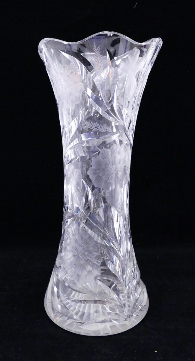 Appraisal: Stevens Williams Intaglio Cut Glass Vase- ''- some rim chips