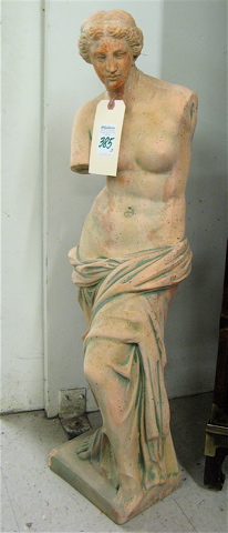 Appraisal: TWO TERRACOTTA COMPOSITE STONE STATUES both standing female figures including