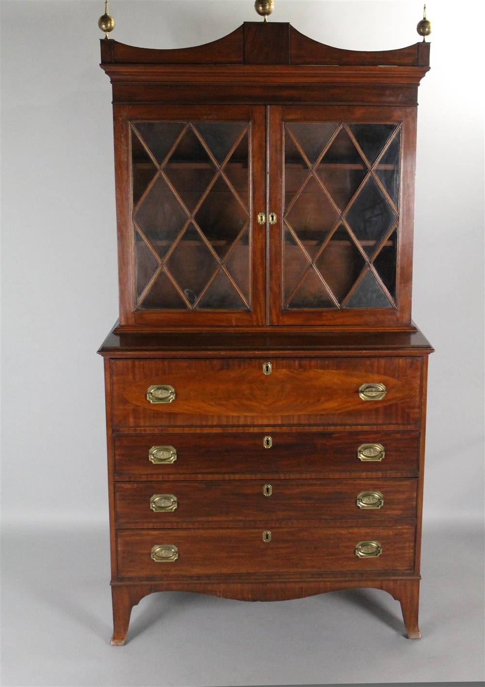 Appraisal: FEDERAL MAHOGANY SECRETARY in two parts the upper section with