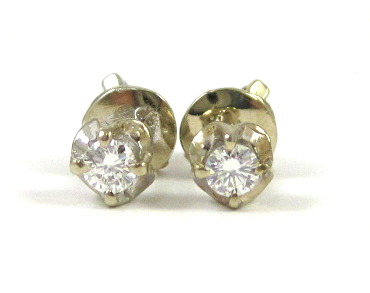 Appraisal: PAIR OF DIAMOND AND WHITE GOLD EAR STUDS each k