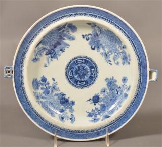 Appraisal: Chinese Export Blue Fitzhugh Hot Water Plate Early th Century