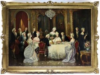 Appraisal: French O C Interior Genre Painting of Royal Court FRANCE