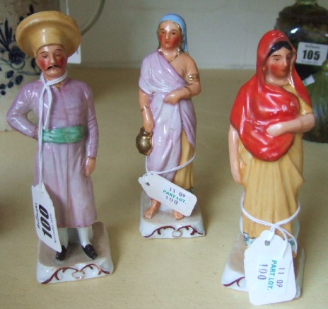 Appraisal: Three French porcelain figures th Century modelled as Indian trades