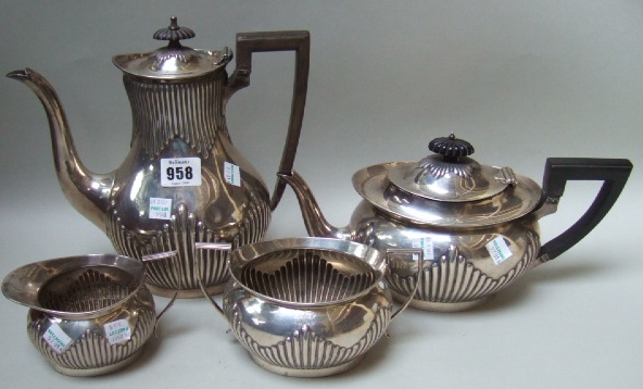 Appraisal: A silver four piece tea and coffee set comprising a