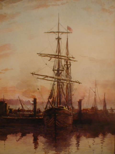 Appraisal: W L Wyllie Sailing ship at port watercolour signed l