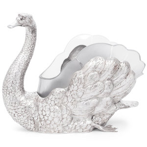 Appraisal: A German Silver and Frosted Glass Swan Centerpiece th Century