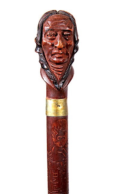 Appraisal: Dartmouth Indian Cane - Dartmouth Indian head cane engraved Studwell