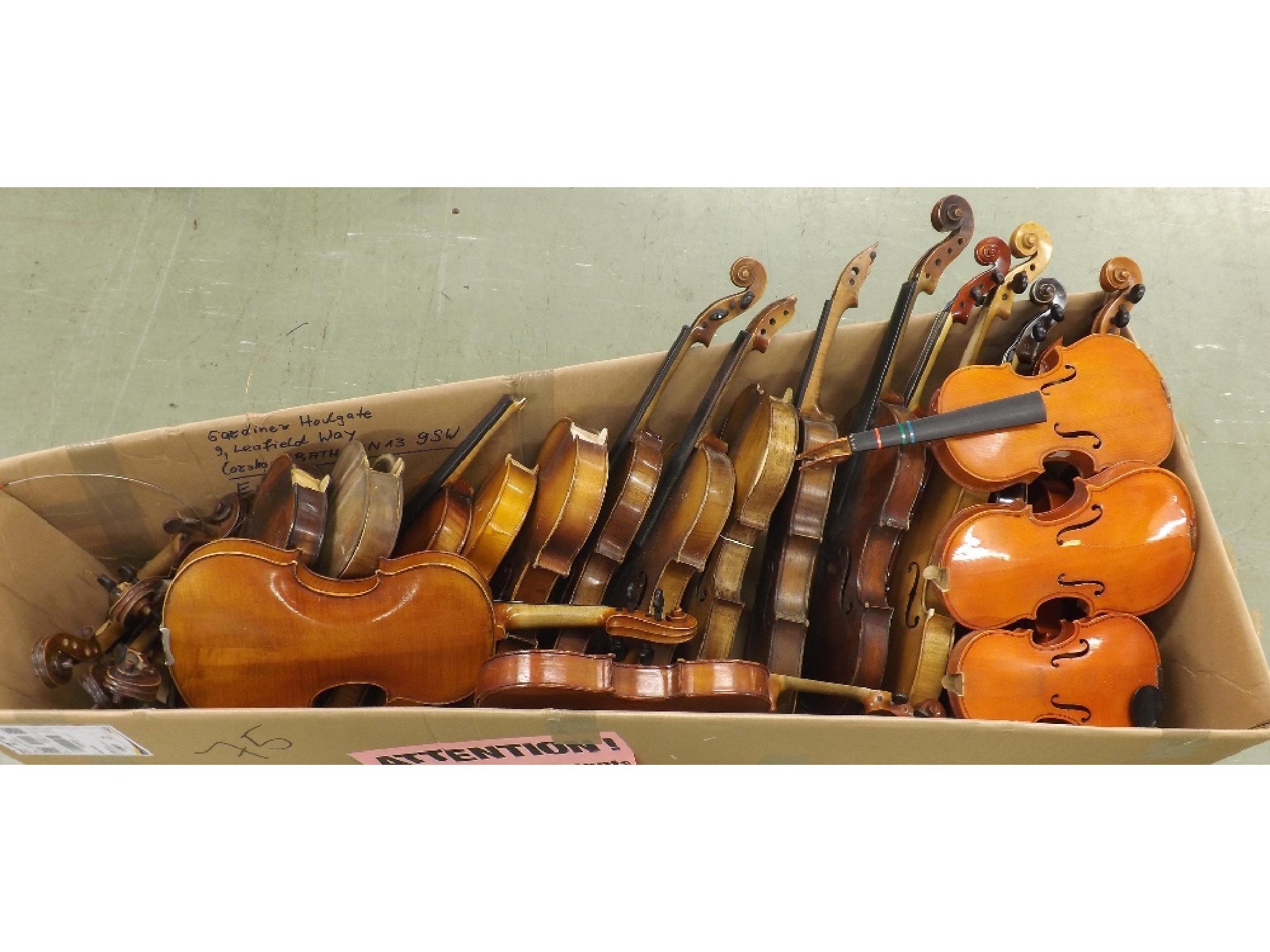 Appraisal: Large quantity of new and old violins some in need