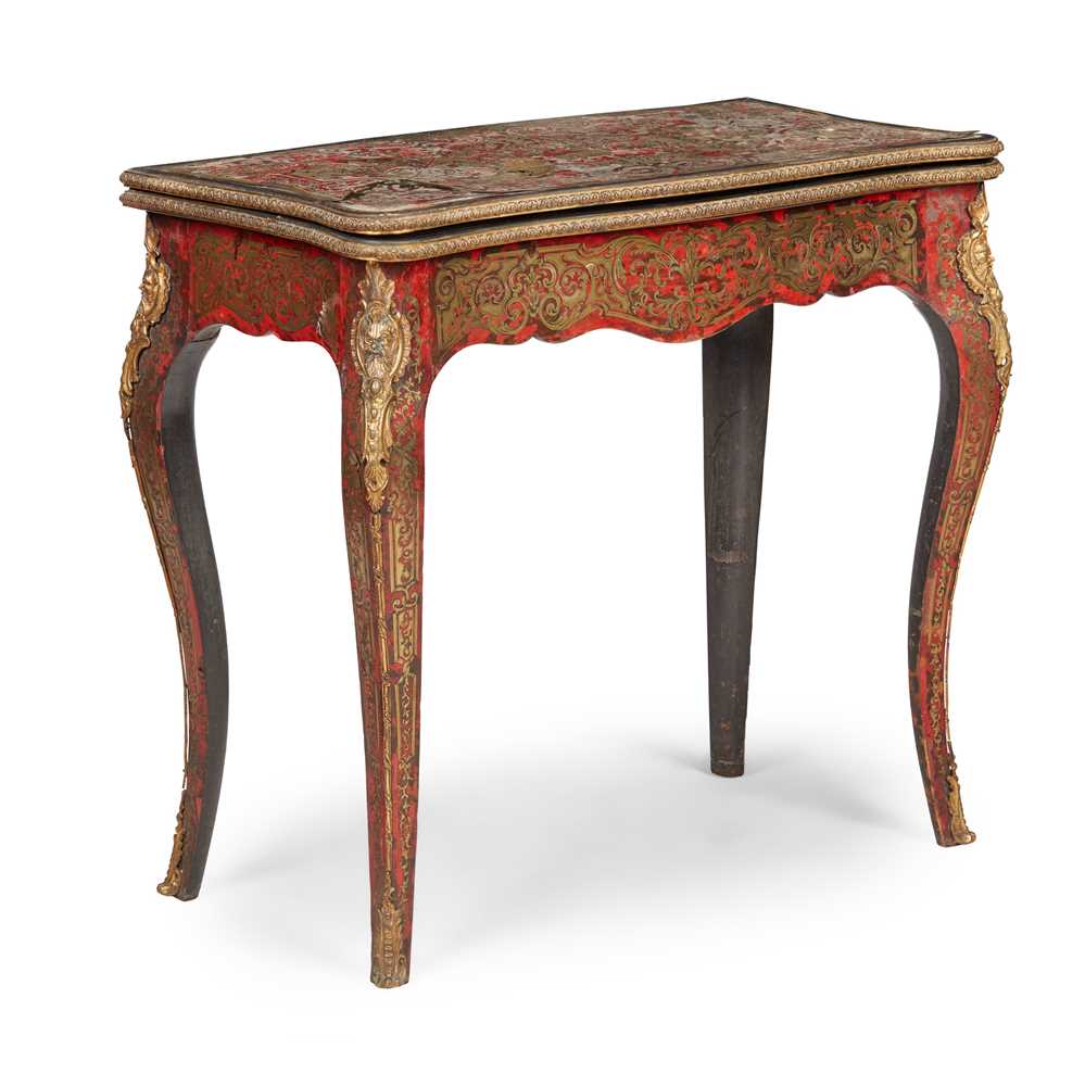 Appraisal: Y NAPOLEON III RED BOULLE MARQUETRY CARD TABLE TH CENTURY