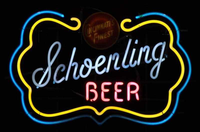 Appraisal: Schoenling Double Border Neon Sign Description s White pink yellow