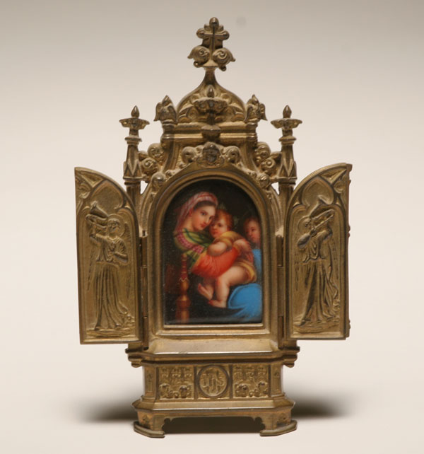 Appraisal: German Neo-Gothic hand painted porcelain plaque of the Madonna and