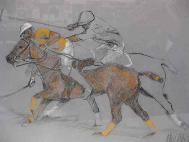 Appraisal: Mark King ''Polo'' original pastel original receipt from the well