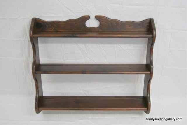 Appraisal: Pine Wall Mount Display Shelf w Plate GroovesThis is for