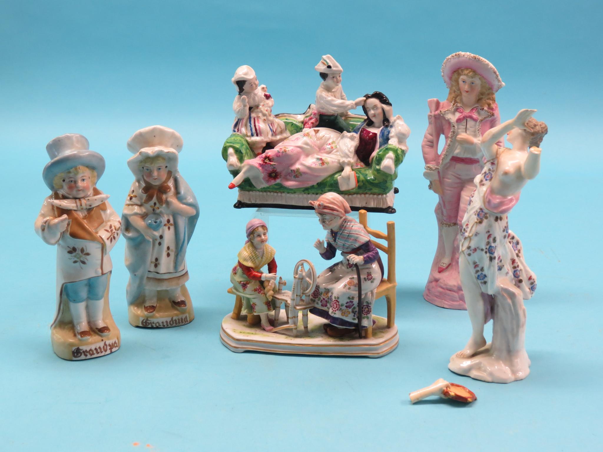 Appraisal: A Chelsea-type porcelain figure loosely-robed young female in - tambourine