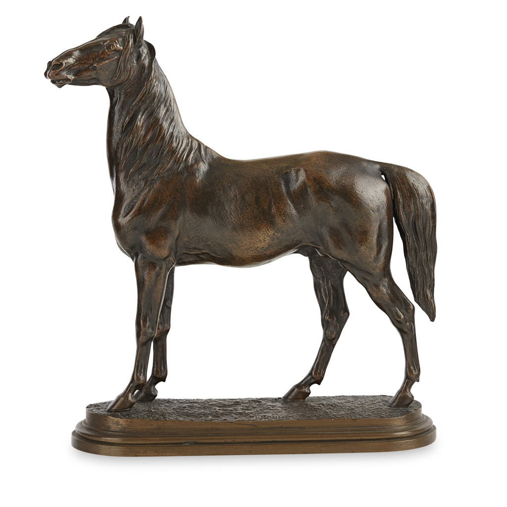 Appraisal: ISIDORE JULES BONHEUR FRENCH - STALLION bronze mid-brown patina signed