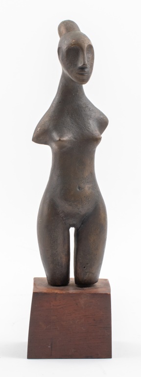 Appraisal: MODERN BRONZE FEMALE NUDE SCULPTURE Modern sand cast bronze sculpture