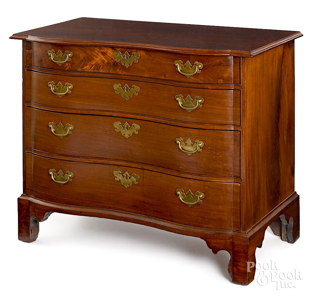 Appraisal: New England Chippendale mahogany chest of drawers Exclusive on Bidsquare