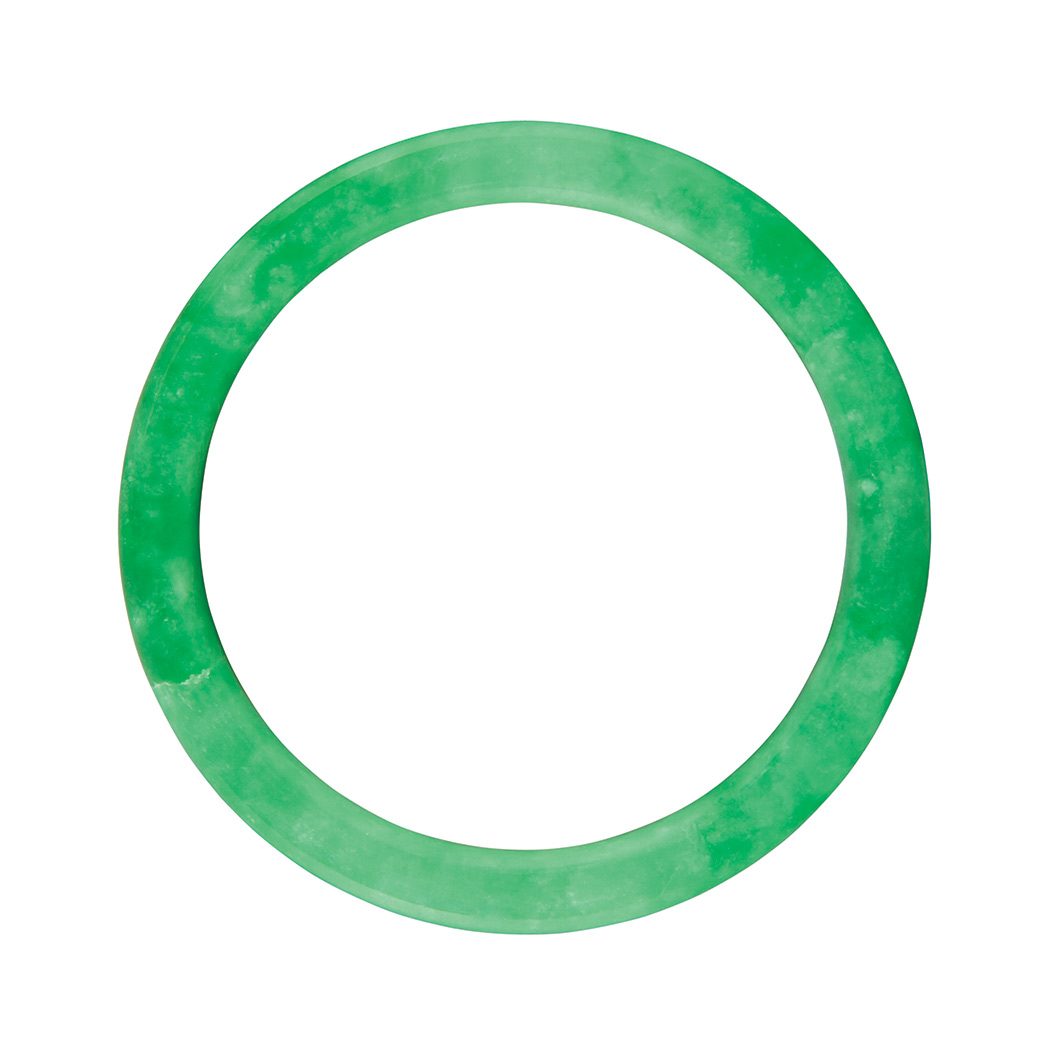 Appraisal: Chinese Jadeite Bangle The circular form carved from a mottled