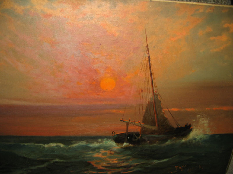 Appraisal: PIRMI TH CENTURY Boat at sea oil on artist board