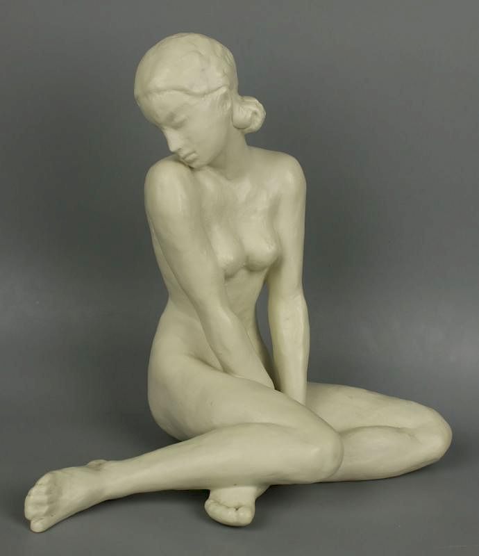 Appraisal: Rosenthal Fritz Klimsch Figurine Sitting Girl MANUFACTURE Rosenthal GERMANY SCULPTOR