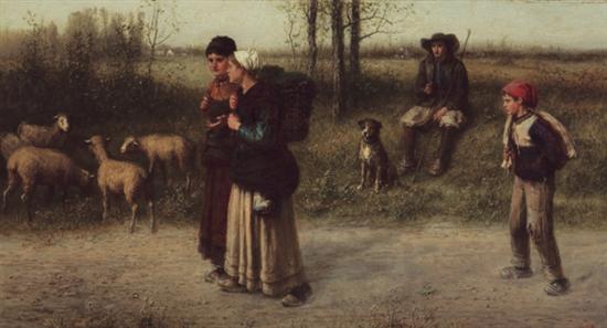 Appraisal: BOUGHTON GEORGE HENRY American - A Breton Pastoral'' oil on