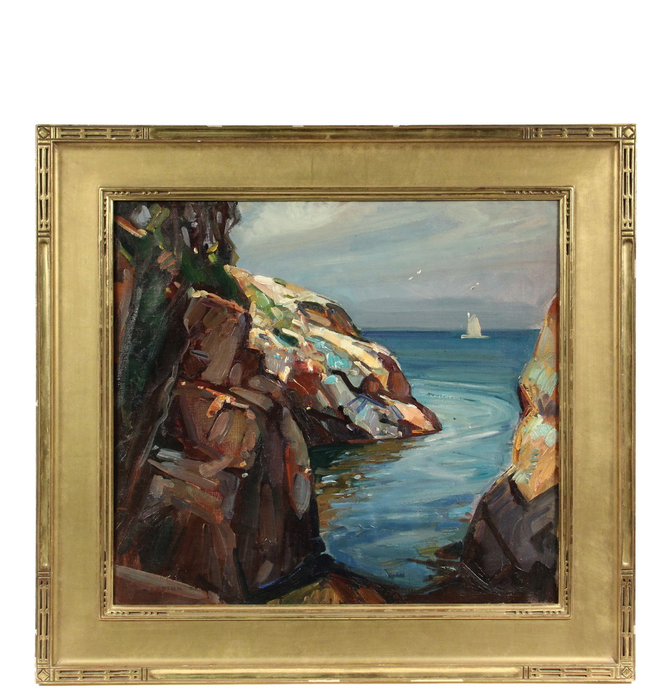 Appraisal: WILLIAM LESTER STEVENS MA - - Monhegan Rocky Coast oil