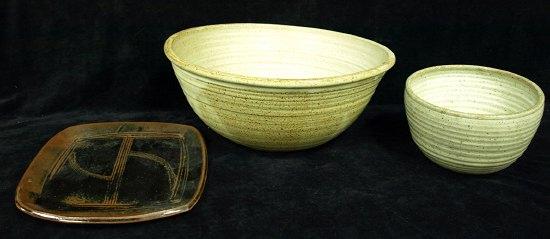 Appraisal: Two Studio pottery bowls together with a dish