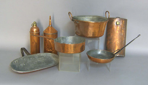 Appraisal: Seven pcs of misc copper late th c