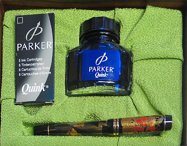 Appraisal: PARKER Maki-e Thunder God Duofold Fountain Pen This beautifully rendered