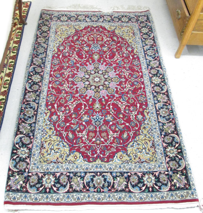 Appraisal: FINE PERSIAN KASHAN AREA RUG hand knotted in floral and