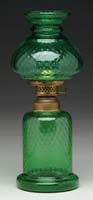 Appraisal: SCARCE GREEN GLASS MINI LAMP S - Green glass with