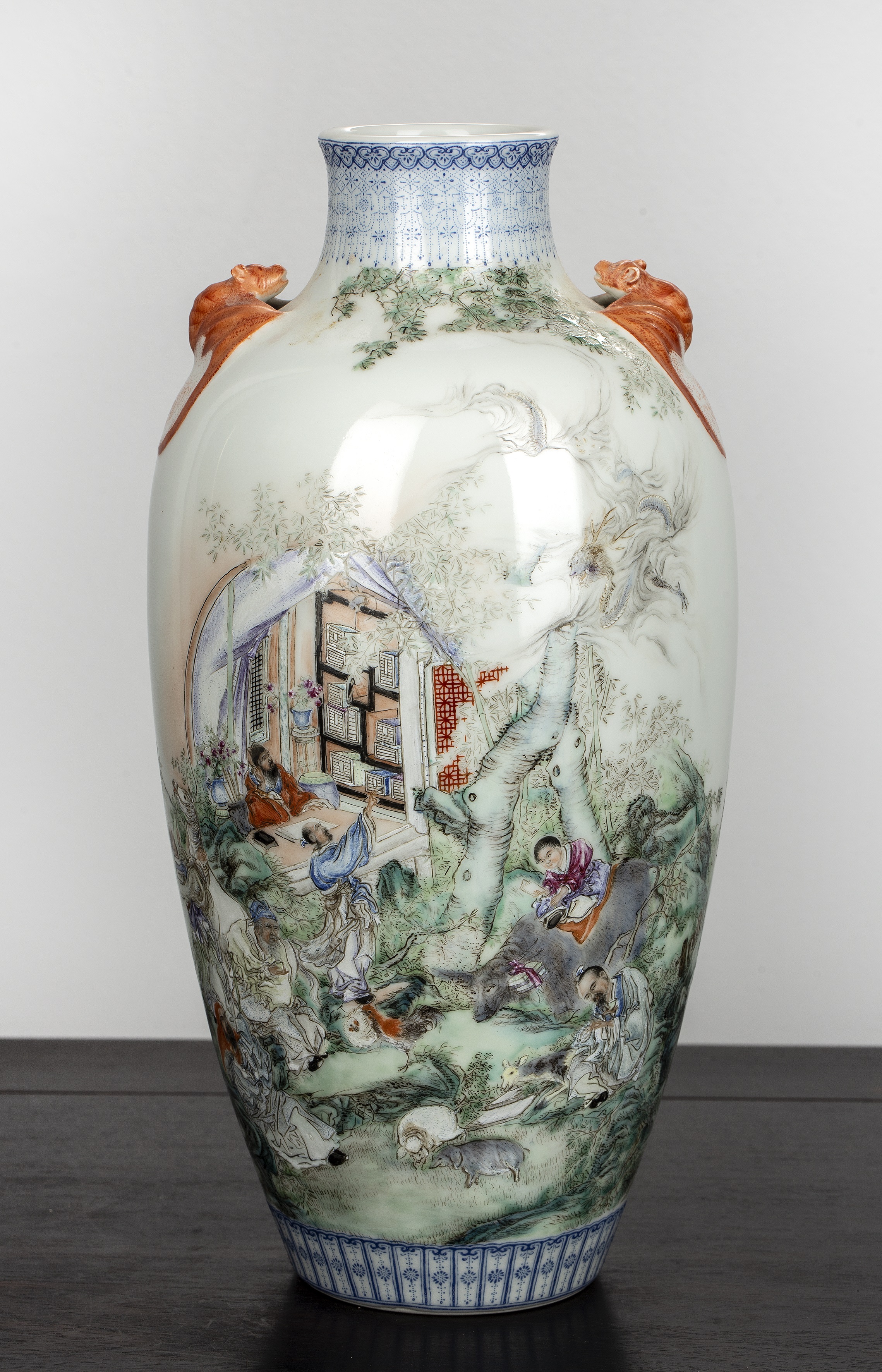 Appraisal: Polychrome porcelain vaseChinese Republic period painted with allegorical scenes including