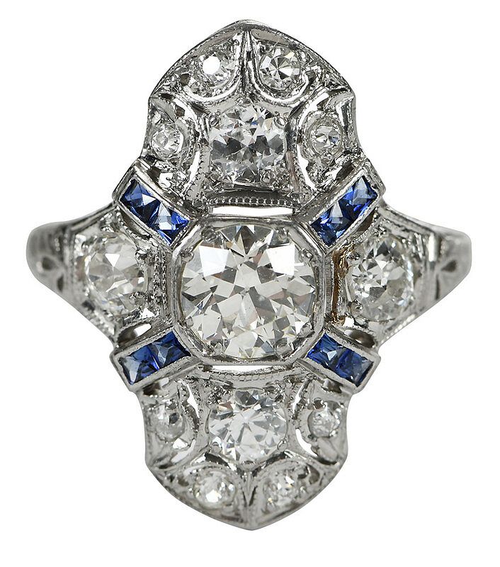 Appraisal: Antique Platinum Diamond Ring center old European cut diamond estimated