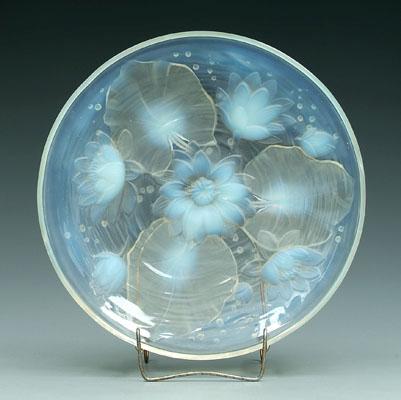 Appraisal: Verlys shallow dish opalescent water lilies signed on base Verlys