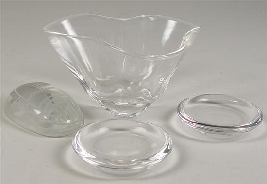 Appraisal: Four Pieces of Crystal Steuben bowl in Art Deco style