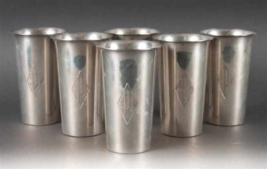 Appraisal: Six American sterling silver mint julep cups Poole Silver Co