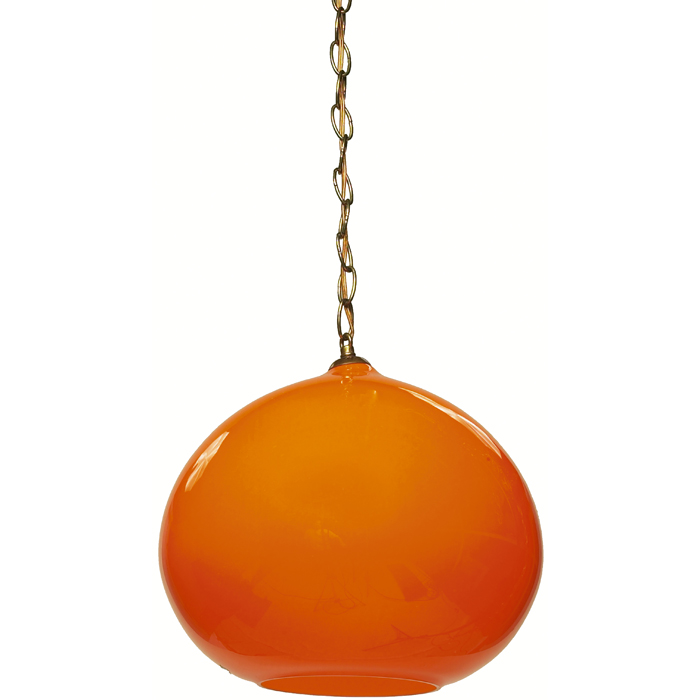 Appraisal: Vistosi hanging lamp Italy orange cased glass globe signed with