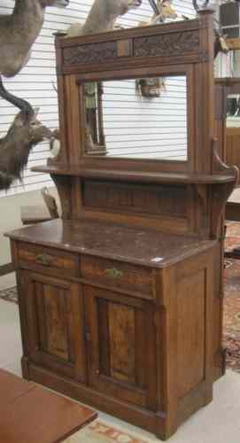 Appraisal: VICTORIAN WALNUT SIDEBOARD American c the top portion centering an