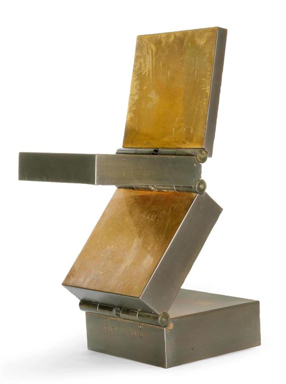 Appraisal: ARAD RON CHAIR Box in Movements designed Polished bronze and