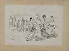 Appraisal: An unframed golf theme illustration signed Lewis Baumer British -