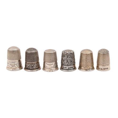 Appraisal: Six Edwardian and George V silver thimbles one of Princess