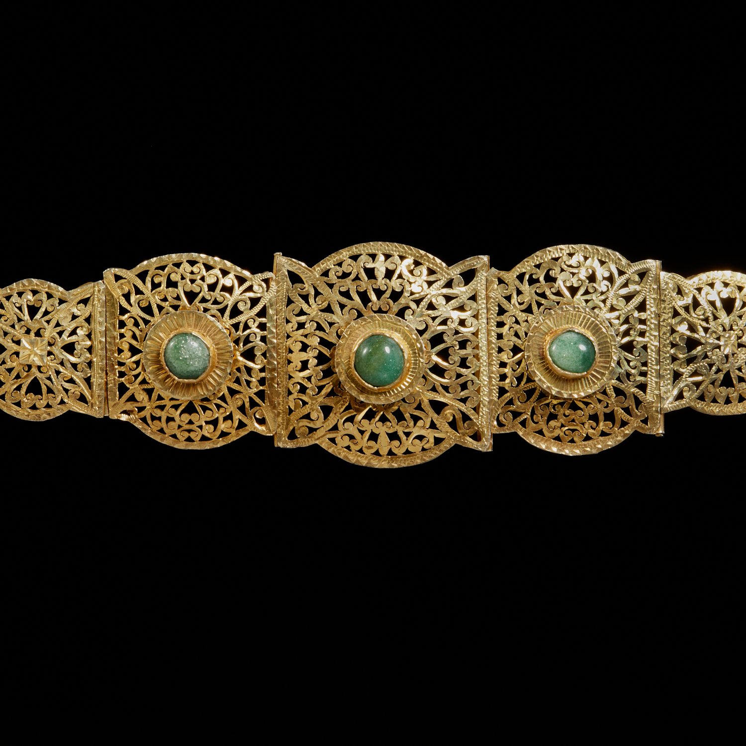 Appraisal: CAUCASIAN GILT SILVER BELT th c comprised of center panels