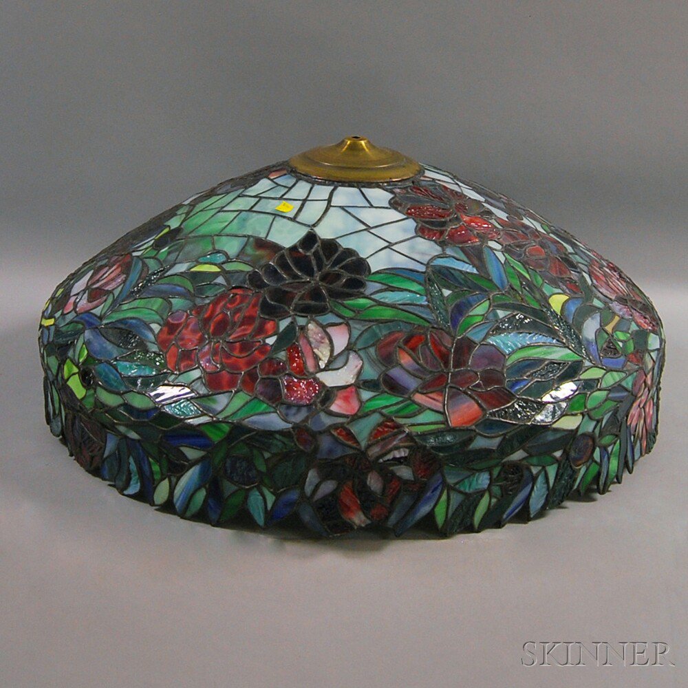 Appraisal: Large Mosaic Glass Lamp Shade th century floral design in