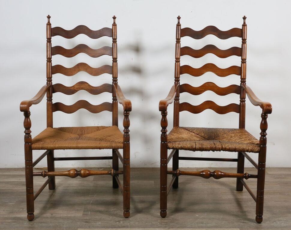 Appraisal: Pair of Stickley Fayetteville Syracuse Shaker style ladderback chairs American