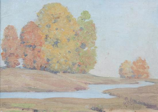 Appraisal: ATTRIBUTED TO BENSON BOND MOORE American - AUTUMN LANDSCAPE oil