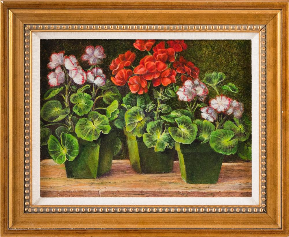 Appraisal: ANNE ANDERSON CONNECTICUT CONTEMPORARY STILL LIFE OF POTTED FLOWERS ACRYLIC