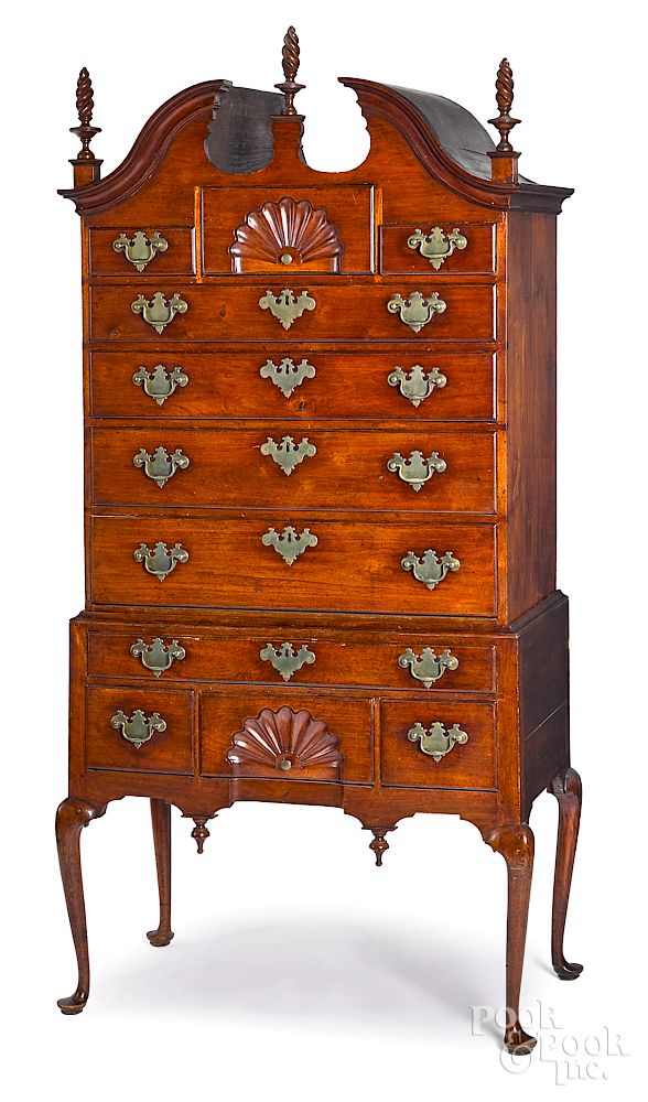 Appraisal: Diminutive Queen Anne walnut high chest Diminutive Massachusetts Queen Anne