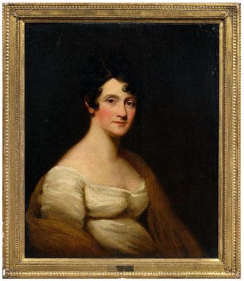 Appraisal: Portrait follower of Thomas Sully seated woman in Empire gown